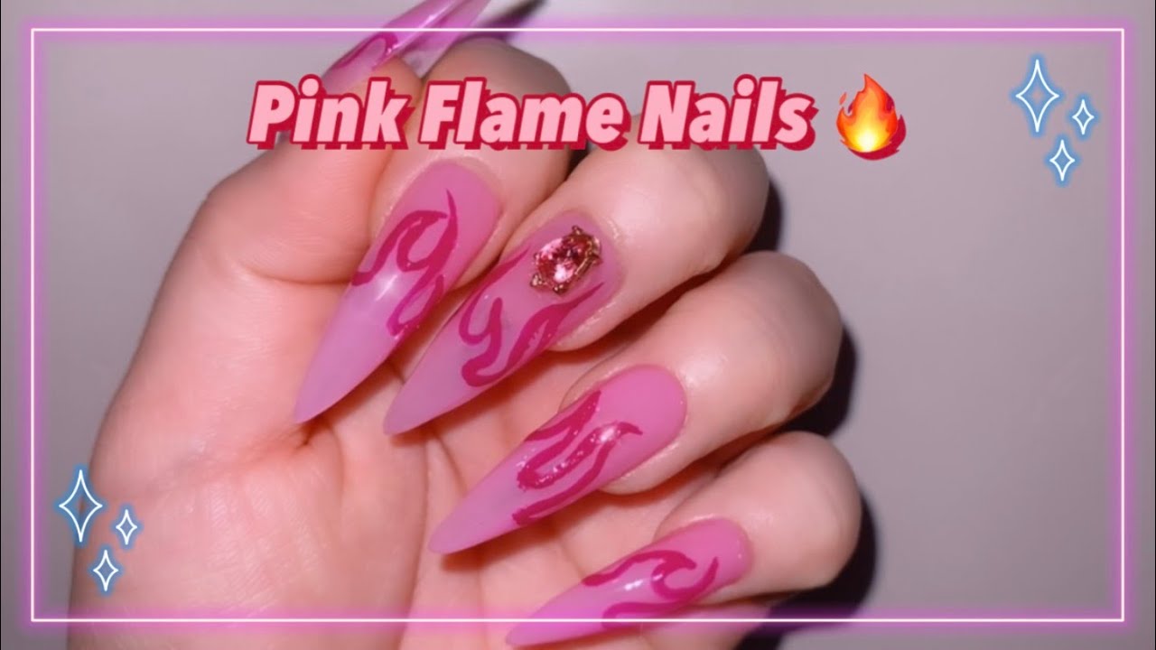 Pink Flame Nails💗 핑크 플레임 네일🔥 셀프네일 / diy nails / 네일아트